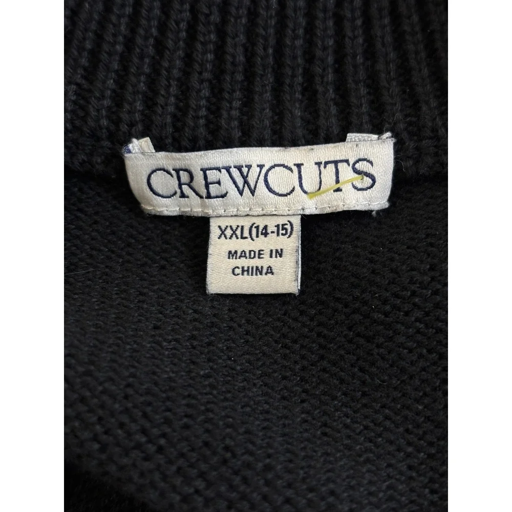 J.Crew‎ Crewcuts Quarter Zip Sweater Boys XXL Black Knit Mock Neck Winter
